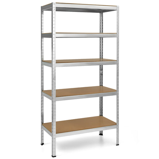 71 Inch Heavy Duty Steel Adjustable 5 Level Storage Shelves, Silver Garages Silver at Gallery Canada