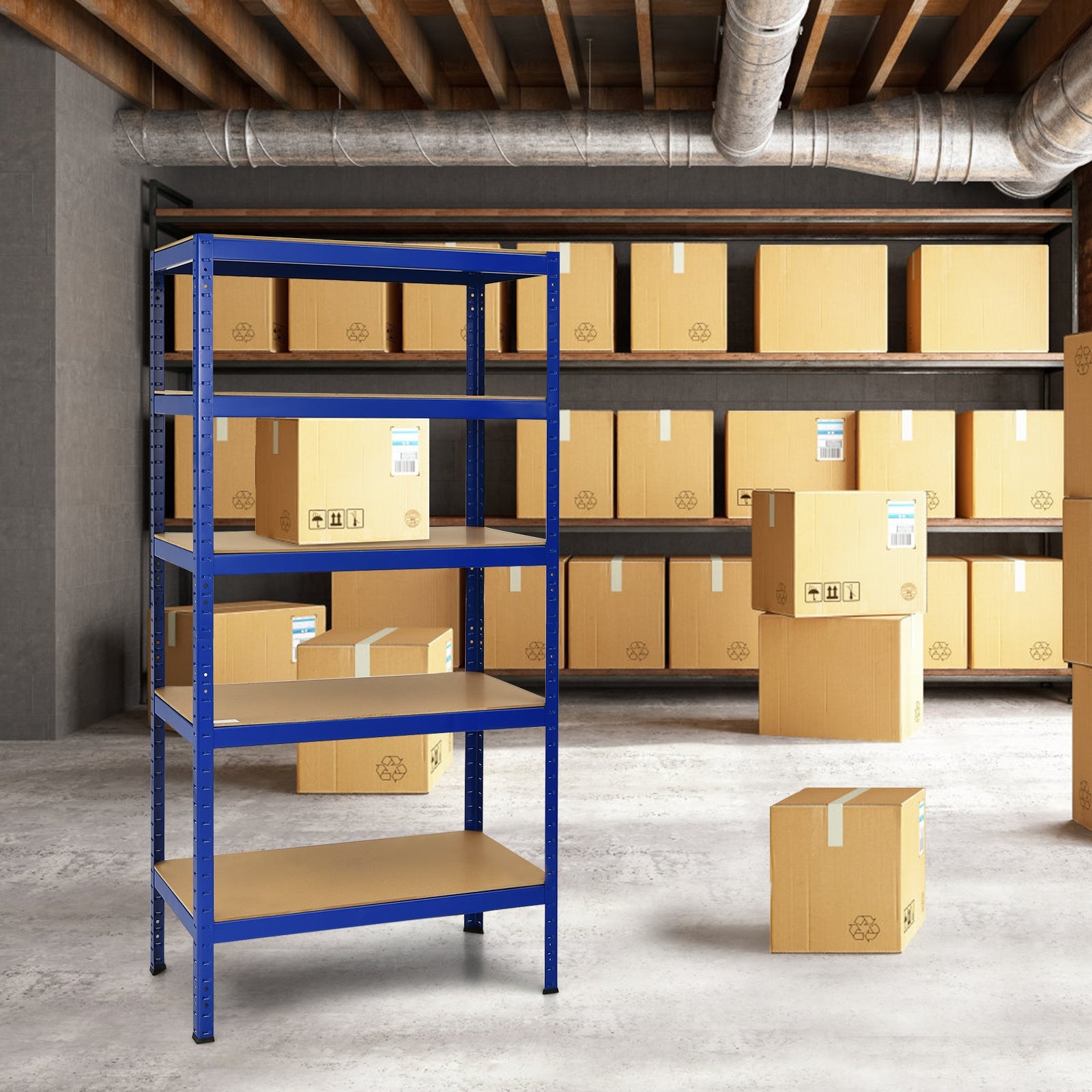 71 inch Heavy Duty Steel Adjustable 5 Level Storage Shelves, Blue Garages at Gallery Canada