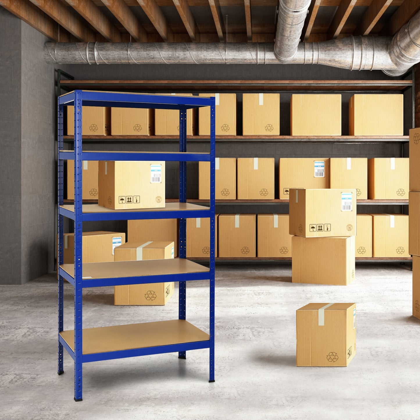 71 inch Heavy Duty Steel Adjustable 5 Level Storage Shelves, Blue Garages at Gallery Canada