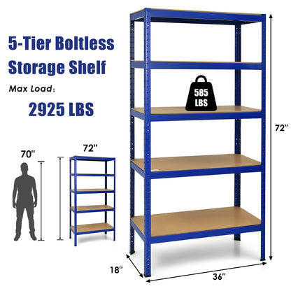 71 inch Heavy Duty Steel Adjustable 5 Level Storage Shelves, Blue Garages at Gallery Canada