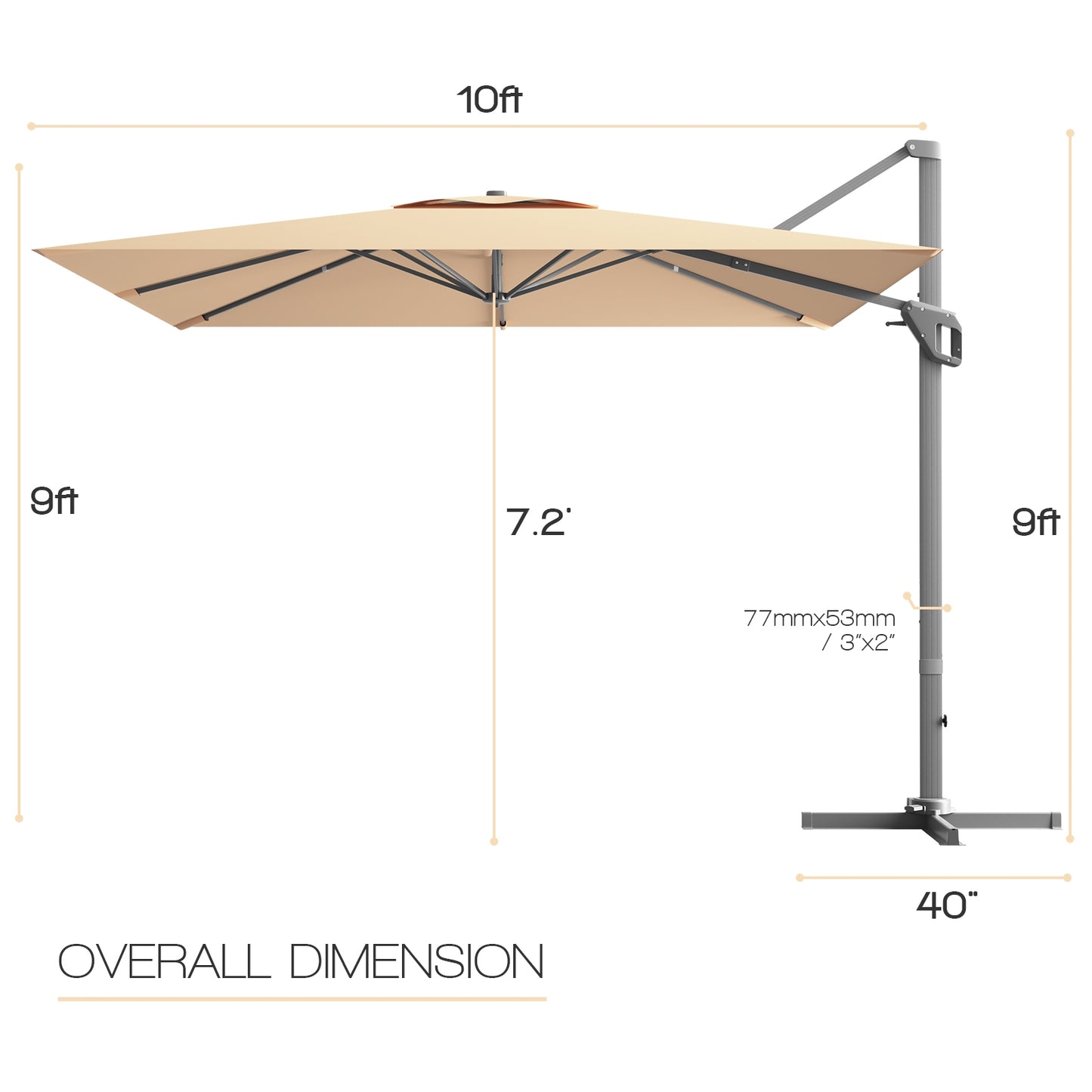 10 x 10 Feet Patio Offset Cantilever Umbrella with Aluminum 360-degree Rotation Tilt, Beige Outdoor Umbrellas at Gallery Canada