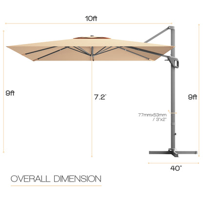 10 x 10 Feet Patio Offset Cantilever Umbrella with Aluminum 360-degree Rotation Tilt, Beige Outdoor Umbrellas at Gallery Canada