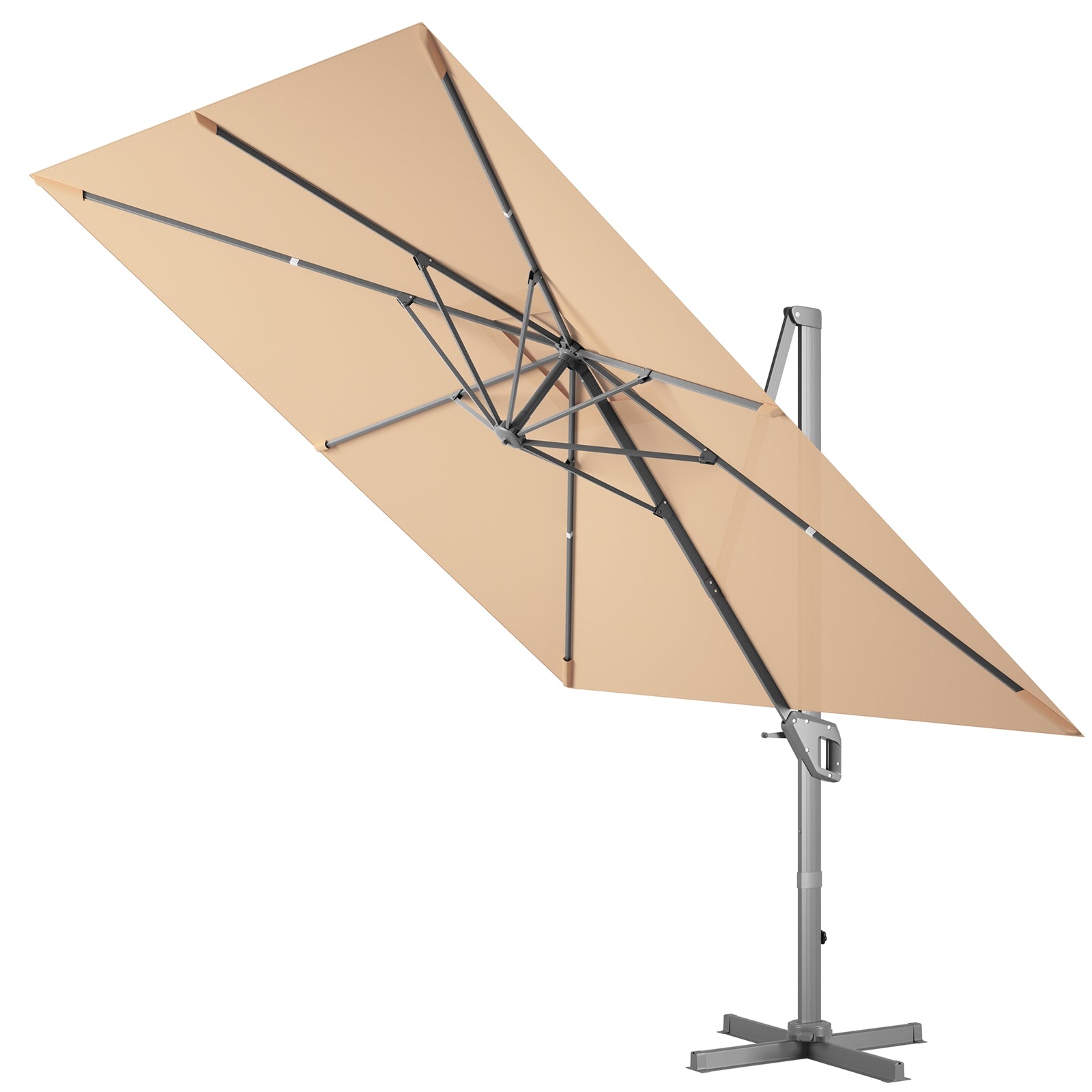 10 x 10 Feet Patio Offset Cantilever Umbrella with Aluminum 360-degree Rotation Tilt, Beige Outdoor Umbrellas at Gallery Canada