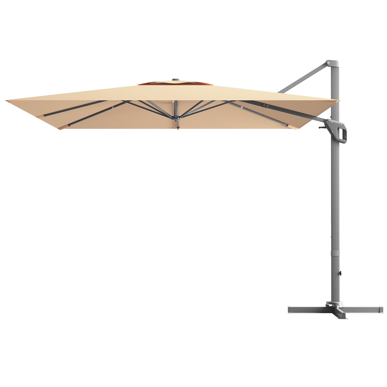 10x10 Feet Patio Cantilever Umbrella, Aluminum 360-Degree Rotation Tilt, Beige Outdoor Umbrellas Beige at Gallery Canada