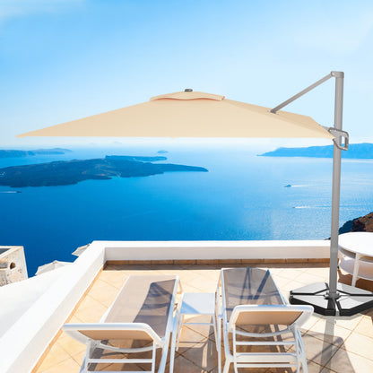 10 x 10 Feet Patio Offset Cantilever Umbrella with Aluminum 360-degree Rotation Tilt, Beige Outdoor Umbrellas at Gallery Canada