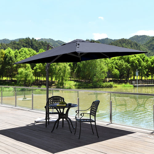 10 x 10 Feet Patio Offset Cantilever Umbrella with Aluminum 360-degree Rotation Tilt, Navy