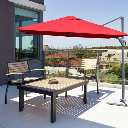 10 x 10 Feet Patio Offset Cantilever Umbrella with Aluminum 360-degree Rotation Tilt, Red Outdoor Umbrellas at Gallery Canada