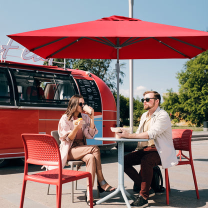 10 x 10 Feet Patio Offset Cantilever Umbrella with Aluminum 360-degree Rotation Tilt, Red Outdoor Umbrellas at Gallery Canada