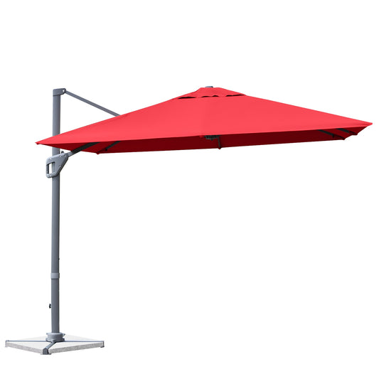 10 x 10 Feet Patio Offset Cantilever Umbrella, Aluminum 360 Rotation Tilt, Red Outdoor Umbrellas Red at Gallery Canada