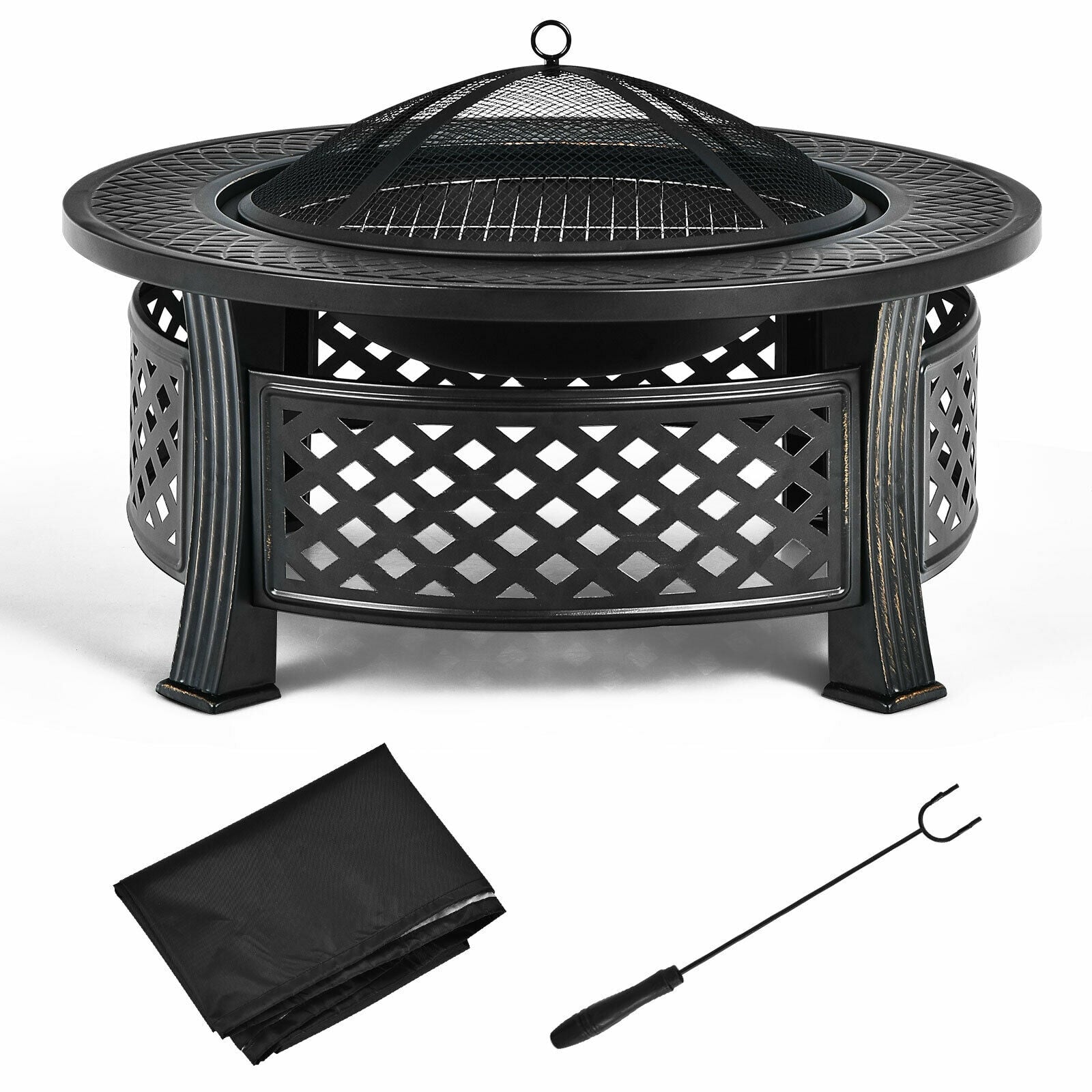 Outdoor Fire Pit With BBQ Grill, High-Temp Resistance Finish, Black Fire Pits at Gallery Canada
