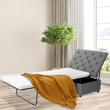 Folding Ottoman Sleeper Bed with Mattress for Guest Bed and Office Nap, Gray Folding Beds at Gallery Canada