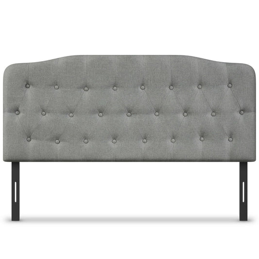 Queen Upholstered Headboard, Adjustable Height, Light Gray