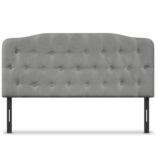 Queen Upholstered Headboard with Adjustable Heights, Light Gray
