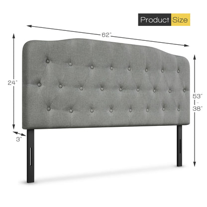 Queen Upholstered Headboard with Adjustable Heights, Light Gray Headboards at Gallery Canada