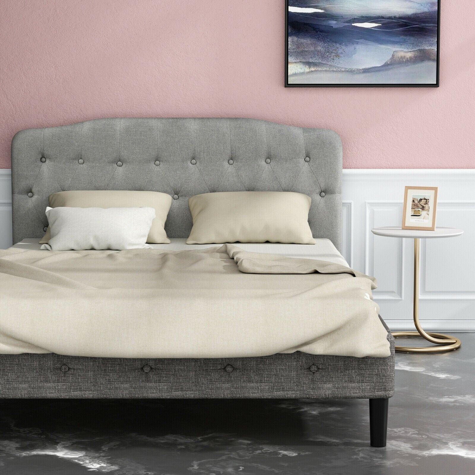Queen Upholstered Headboard with Adjustable Heights, Light Gray Headboards at Gallery Canada