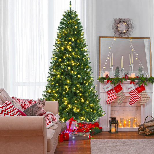Artificial Hinged Christmas Tree, Remote LED Lights, 8', Green Christmas Tree Green at Gallery Canada