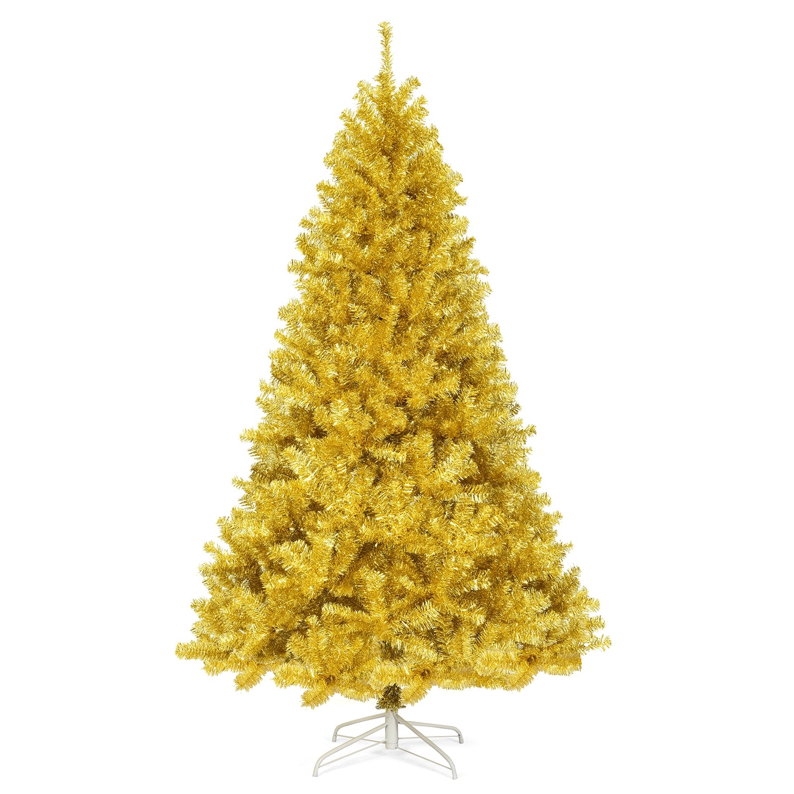 6/7.5 Feet Artificial Tinsel Christmas Tree Hinged with Foldable Stand-7.5 ft, Gold Christmas Tree at Gallery Canada