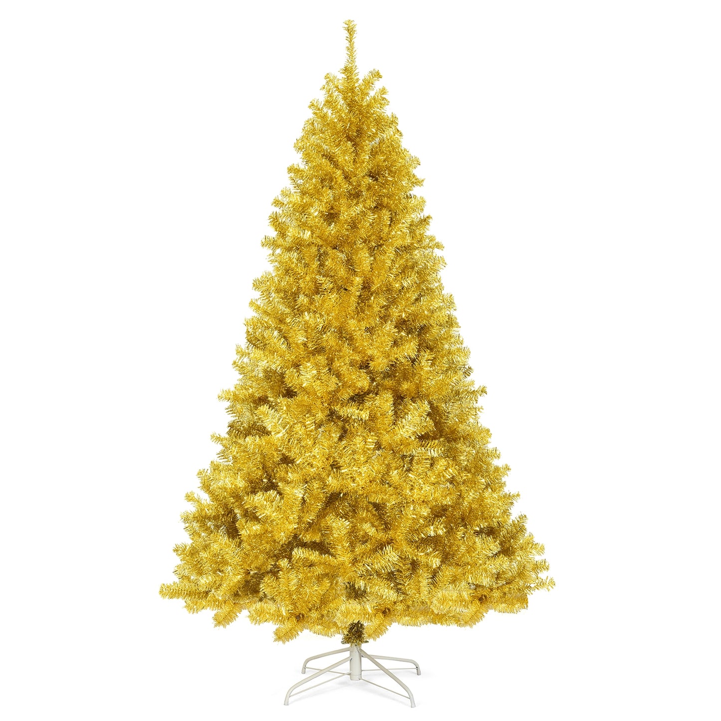 6/7.5 Feet Artificial Tinsel Christmas Tree Hinged with Foldable Stand-7.5 ft, Gold Christmas Tree at Gallery Canada