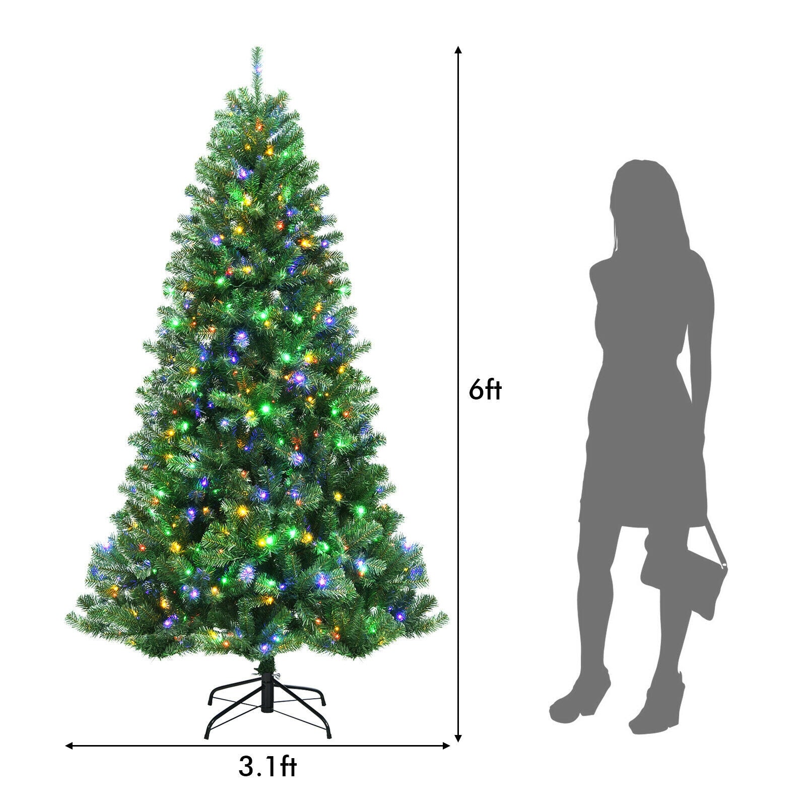 Artificial Hinged Christmas Tree, 6', Remote Control LED Lights, Green Christmas Tree at Gallery Canada