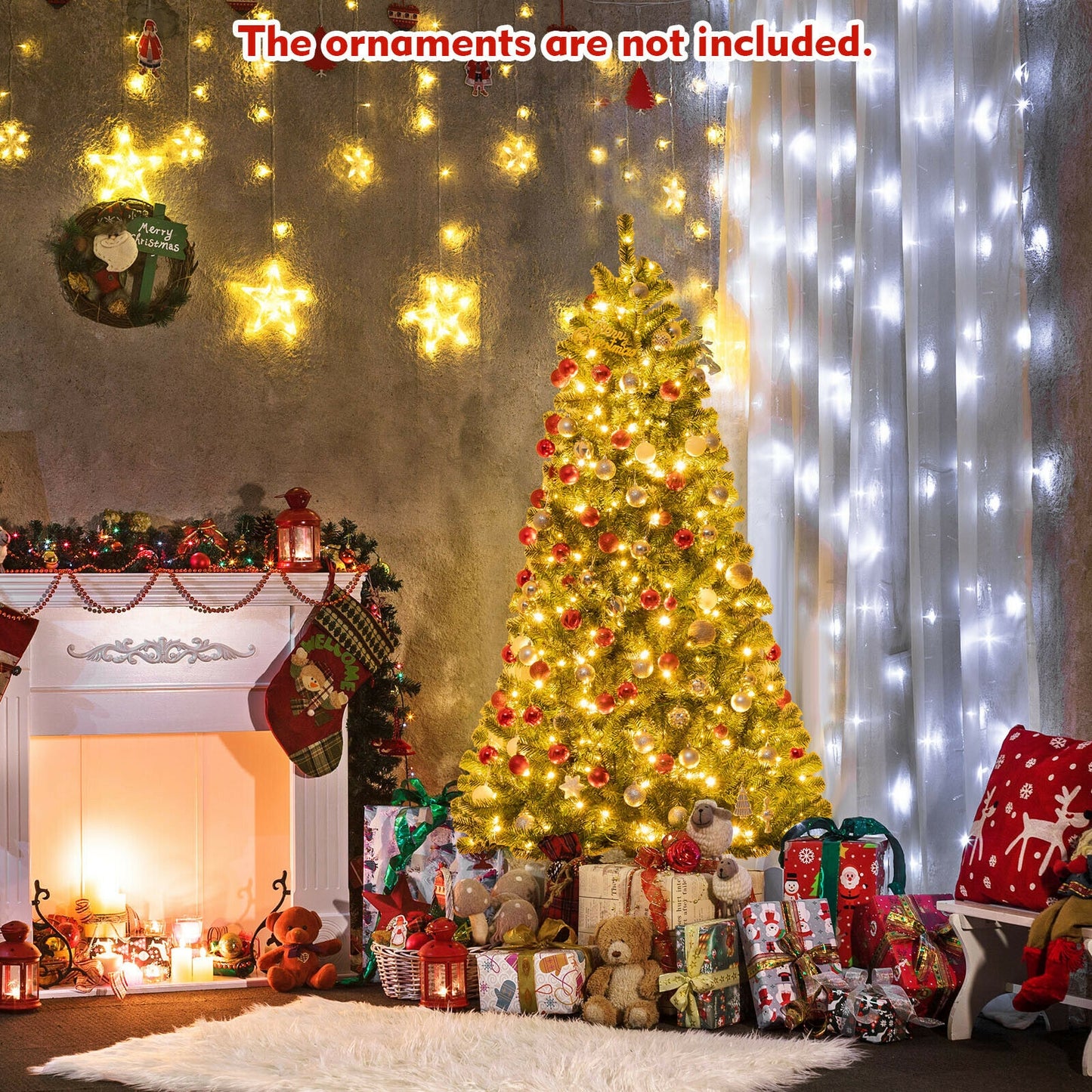 Artificial Hinged Christmas Tree, 6', Remote Control LED Lights, Green Christmas Tree at Gallery Canada