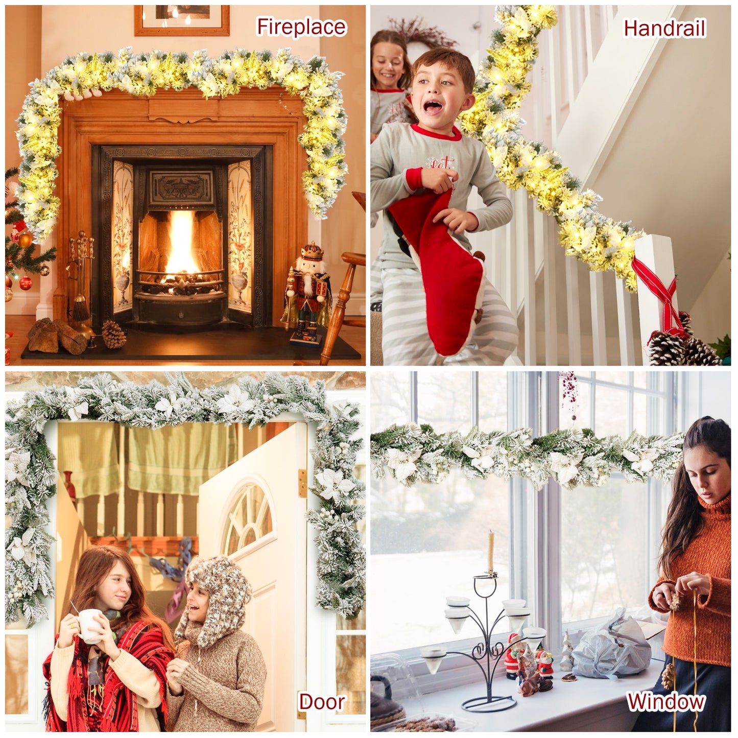 9 Feet Pre-Lit Artificial Christmas Garland with 50 LED Lights, White Christmas Decor & Accessories at Gallery Canada