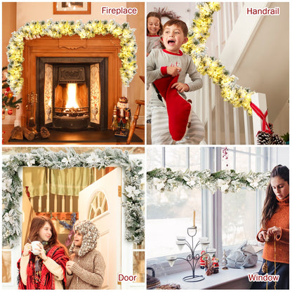 9 Feet Pre-Lit Artificial Christmas Garland with 50 LED Lights, White Christmas Decor & Accessories at Gallery Canada