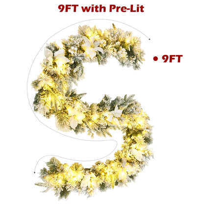 9 Feet Pre-Lit Artificial Christmas Garland with 50 LED Lights, White Christmas Decor & Accessories at Gallery Canada
