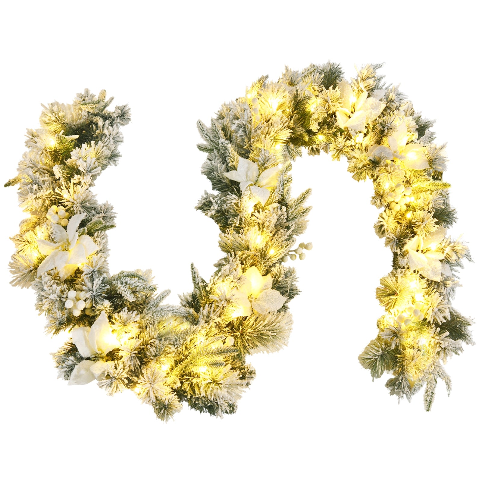 9 Feet Pre-Lit Artificial Christmas Garland with 50 LED Lights, White Christmas Decor & Accessories at Gallery Canada