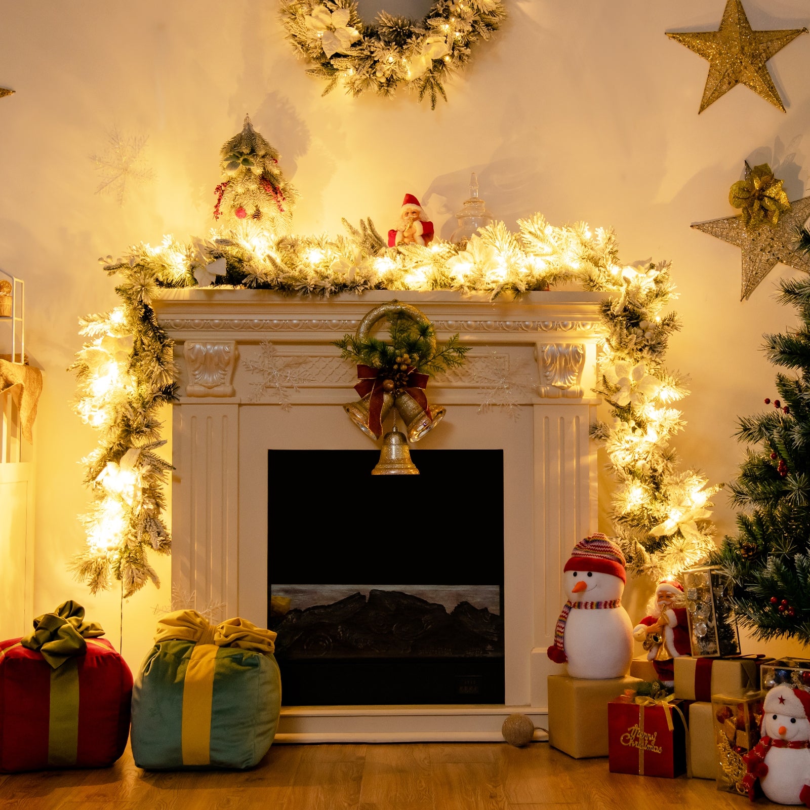 9 Feet Pre-Lit Artificial Christmas Garland with 50 LED Lights, White Christmas Decor & Accessories at Gallery Canada