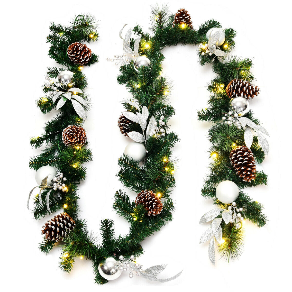 9 Feet Pre-Lit Artificial Christmas Garland With LED Lights, Green Christmas Decor & Accessories at Gallery Canada