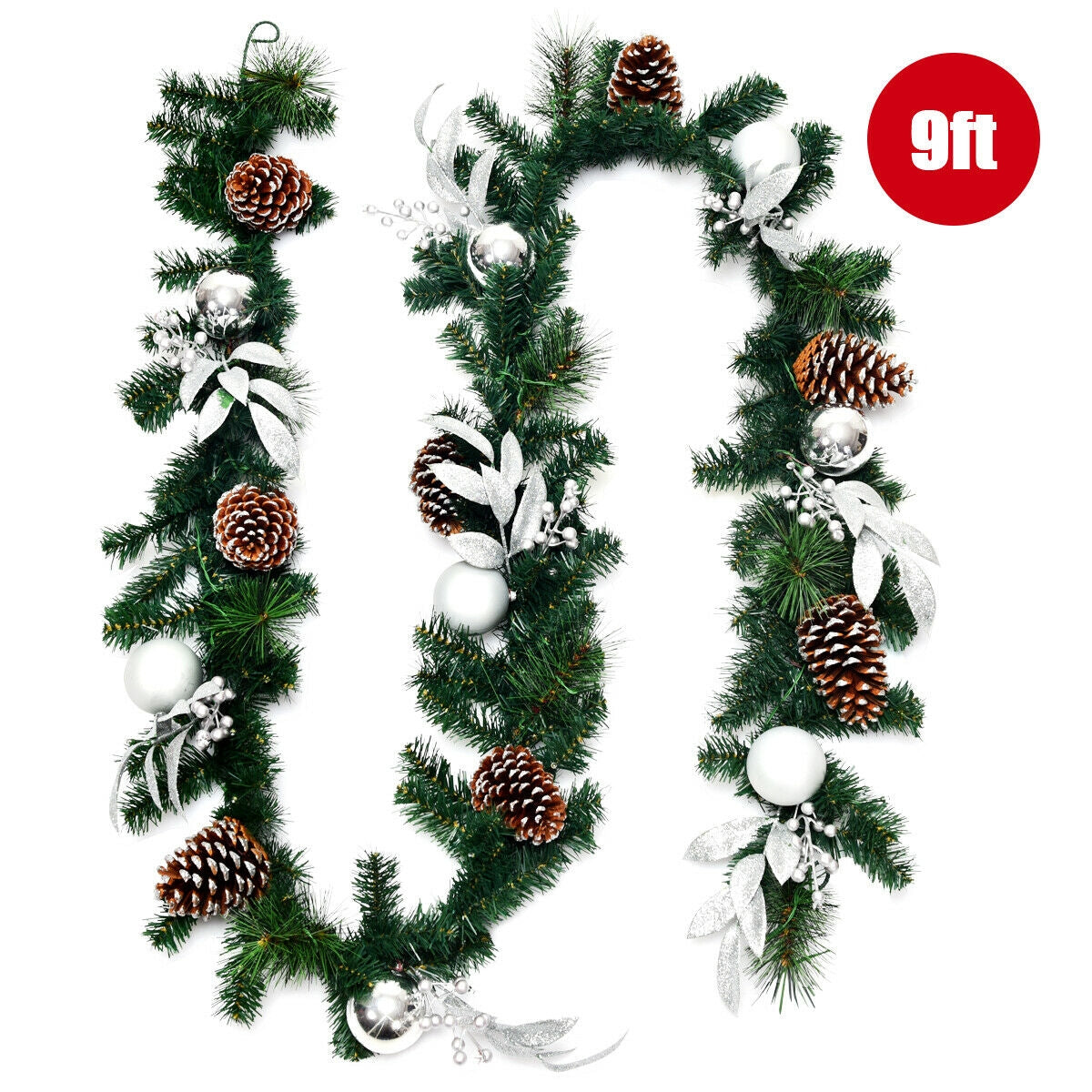 9 Feet Pre-Lit Artificial Christmas Garland with LED Lights, Green Christmas Decor & Accessories at Gallery Canada