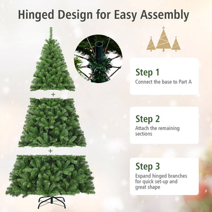 Premium Artificial Hinged PVC Christmas Tree with Metal Stand-9 ft, Green