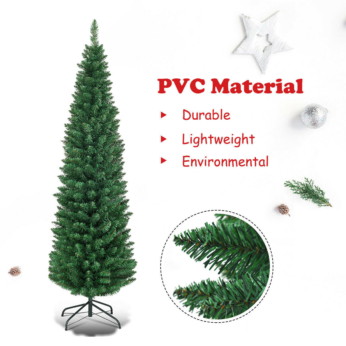 PVC Artificial Slim Pencil Christmas Tree-5', Green Christmas Tree at Gallery Canada