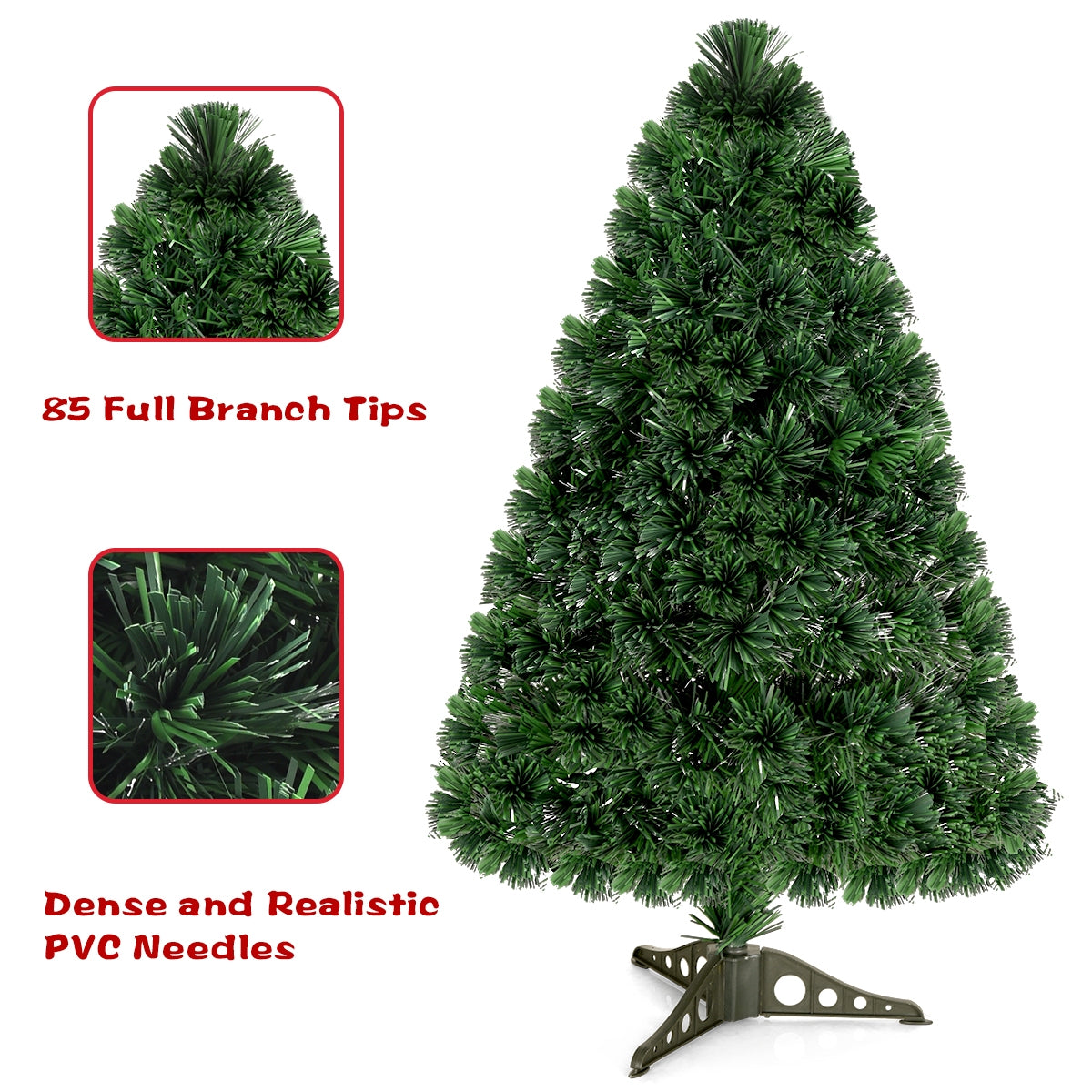 3 Ft Pre-Lit Fiber Optic PVC Christmas Tree, Green Christmas Tree at Gallery Canada