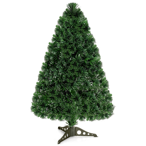 3 Ft Pre-Lit Fiber Optic PVC Christmas Tree, Green