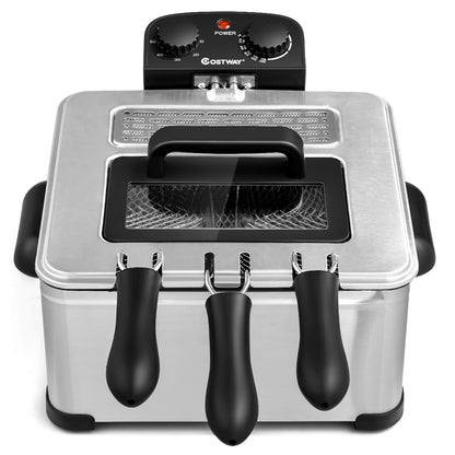 Electric Deep Fryer 5.3QT/21-Cup Stainless Steel 1700W with Triple Basket, Silver Air Fryers at Gallery Canada
