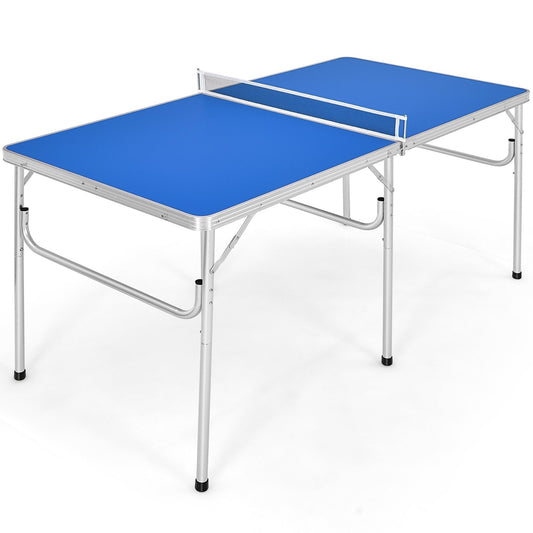 60 Inch Portable Tennis Ping Pong Folding Table with Accessories, Blue