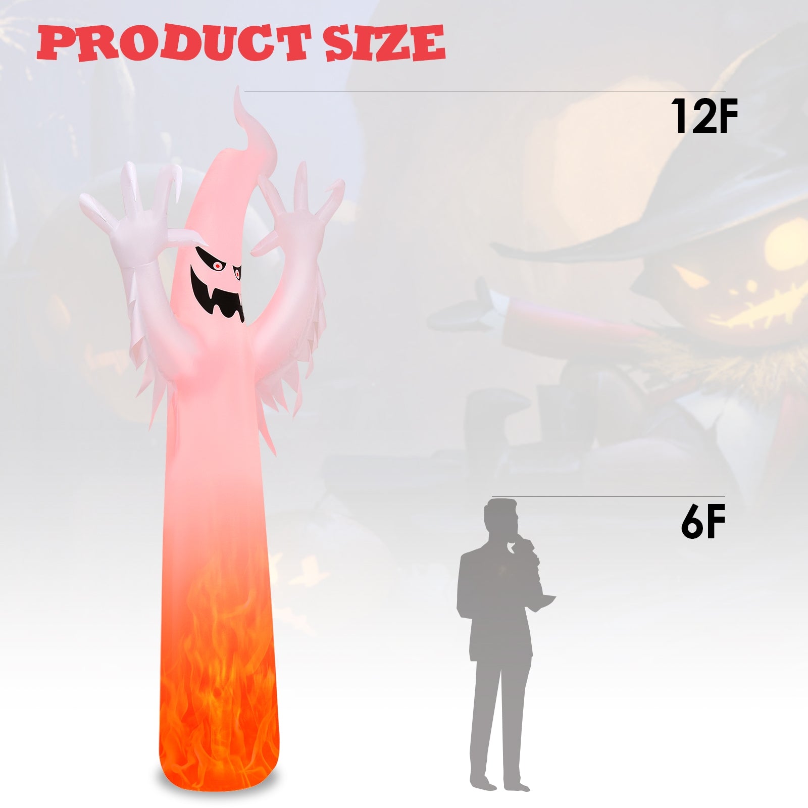 12 Feet Halloween Inflatable Decoration, Built-in LED Lights, White Halloween at Gallery Canada