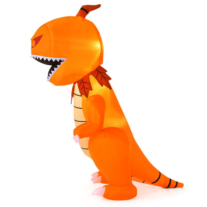 8 Feet Halloween Inflatables Pumpkin Head Dinosaur with LED Lights and 4 Stakes, Orange - Gallery Canada