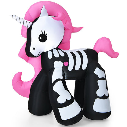 5.5 Feet Halloween Inflatables Skeleton Unicorn with Built-in LED Lights, Multicolor - Gallery Canada