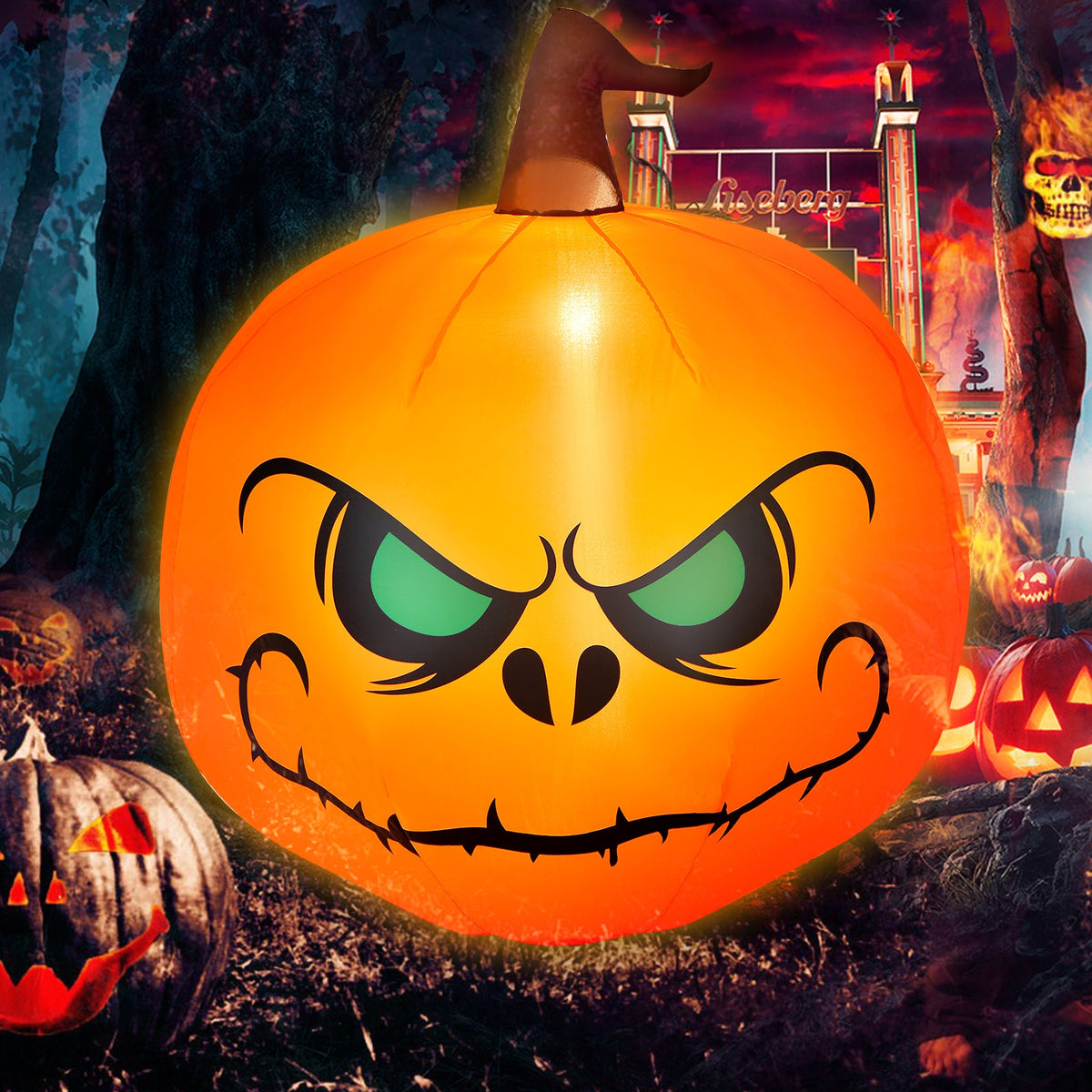 4 Feet Halloween Inflatable Pumpkin With LED Light, Orange Halloween at Gallery Canada