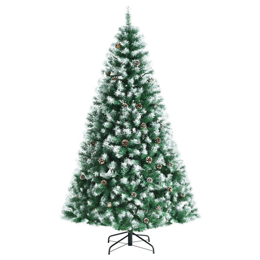 Artificial Snow Flocked Christmas Tree with Pine Cones, Green - Gallery Canada