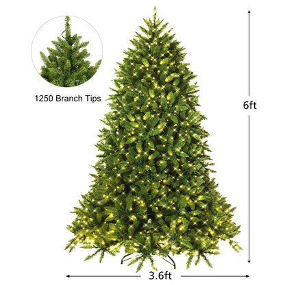 Hinged Artificial Fir Christmas Tree With LED Lights, 6 ft, Green Christmas Tree at Gallery Canada