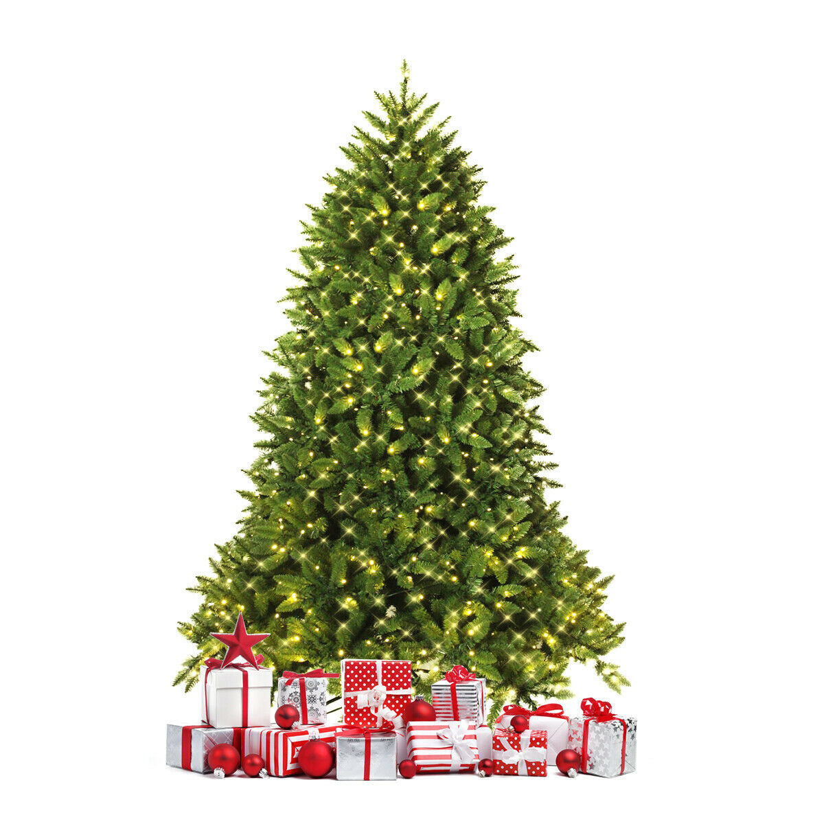 Hinged Artificial Fir Christmas Tree With LED Lights, 6 ft, Green Christmas Tree at Gallery Canada