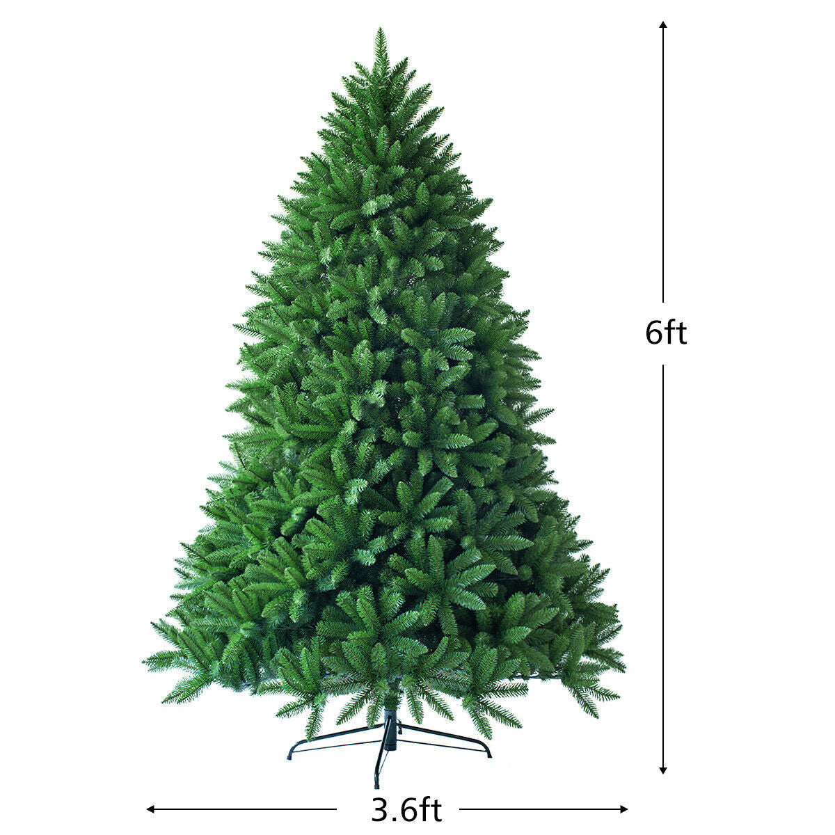6 Feet Unlit Artificial Christmas Tree with 1250 Branch Tips, Green Christmas Tree at Gallery Canada