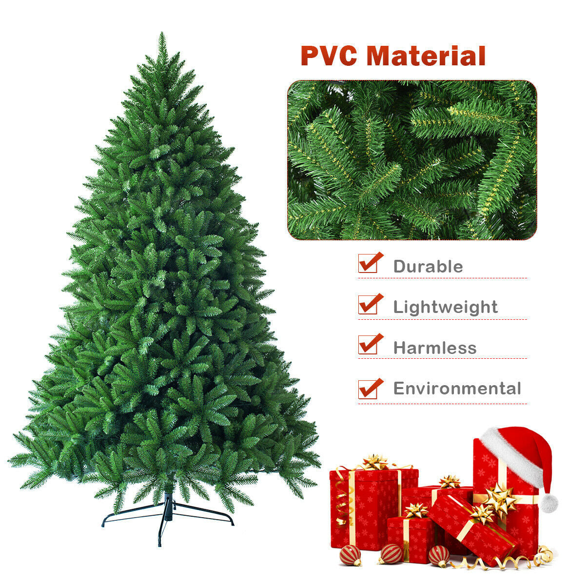 6 Feet Unlit Artificial Christmas Tree with 1250 Branch Tips, Green Christmas Tree at Gallery Canada