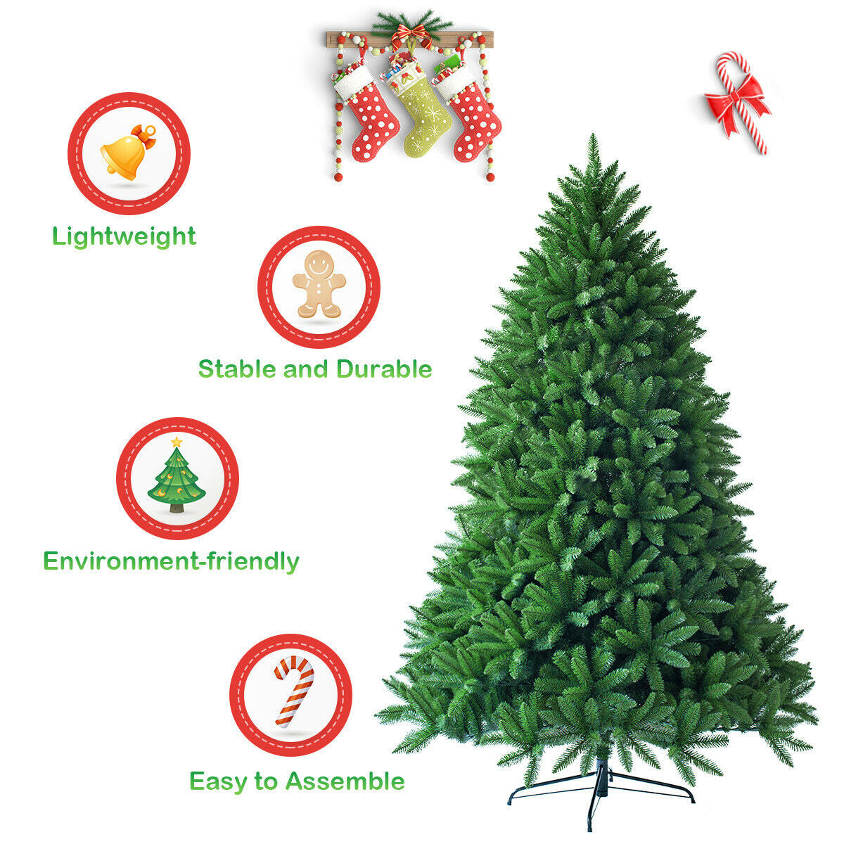 6 Feet Unlit Artificial Christmas Tree with 1250 Branch Tips, Green Christmas Tree at Gallery Canada