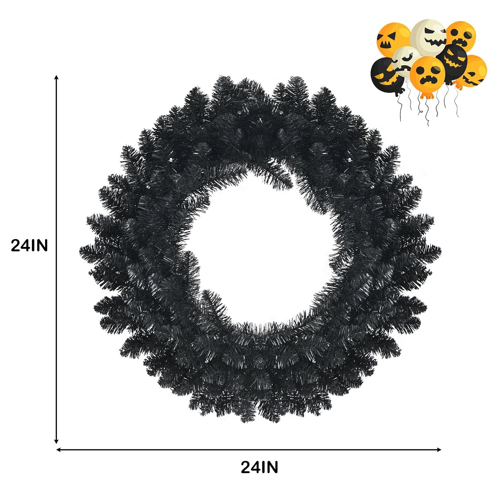24 Inch Pre-lit Halloween Wreath with 35 Purple LED Lights, Black Halloween at Gallery Canada
