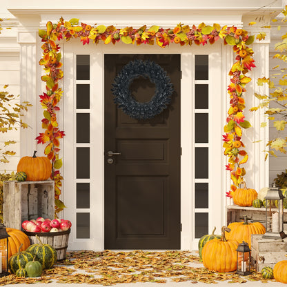 24 Inch Pre-lit Halloween Wreath with 35 Purple LED Lights, Black Halloween at Gallery Canada