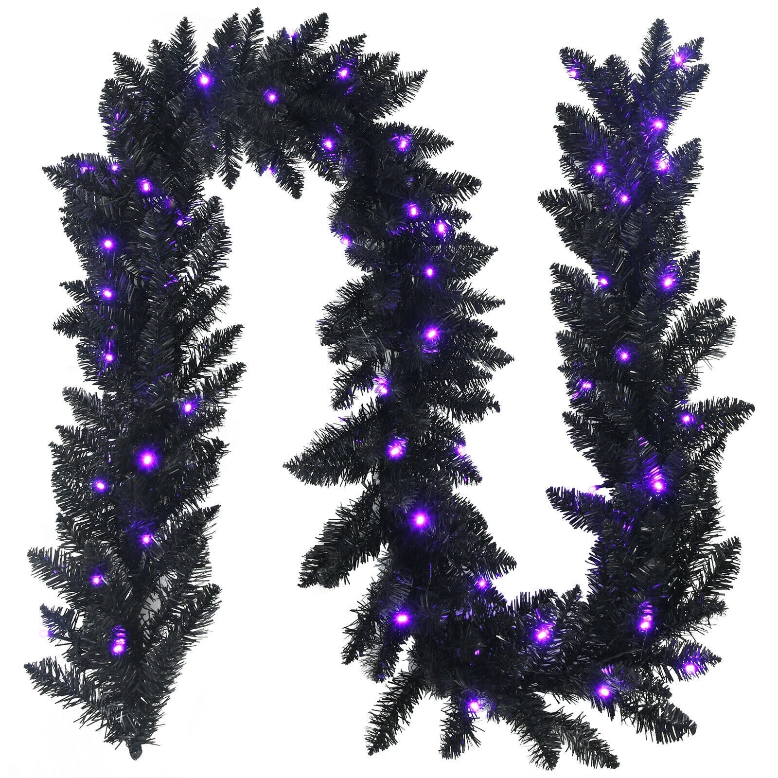 9 Feet Pre-lit Christmas Halloween Garland with 50 Purple LED Lights, Black Halloween Black at Gallery Canada